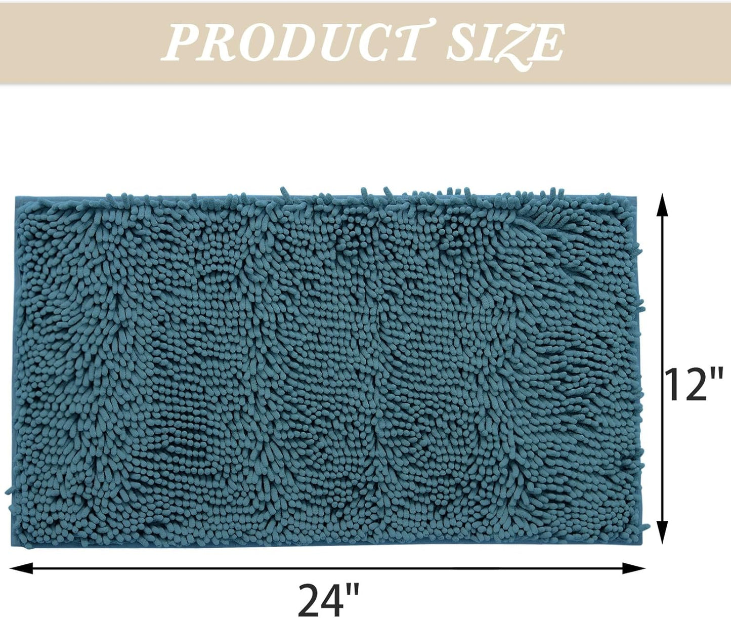 Non-Slip Bath Rug,Extra Soft Microfiber Bedroom Shag Carpet with Anti-Slip Backing,Water/Dust Absorbent Fast Dry Shower Mat,Sound Insulated Stairs Pad,Machine Washable (Turquoise,12 x 24 Inches)