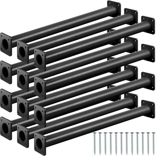 Dunzy 12 Pack Monkey Bars Swing Set Accessories Rods Playset Ladder Rungs Hardware Kit Steel Monkey Bar with Screws for Backyard Playground Equipment Mounting Plates(16.5 Inch,Black)