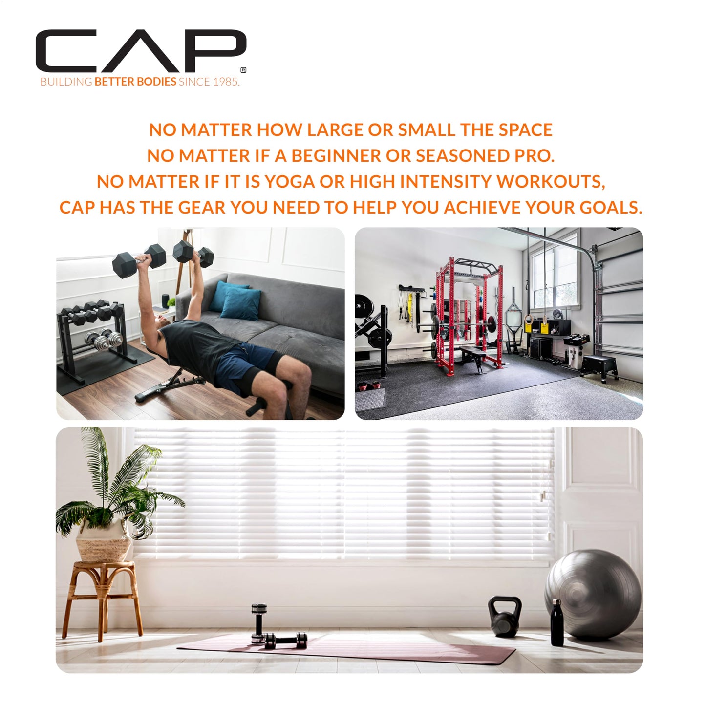 CAP Barbell 1/2-Inch Interlocking EVA Foam Exercise Puzzle Mat Home Gym Flooring - 1 Pack | 24" x 24" x 1/2" | Tatami Pattern - Blue