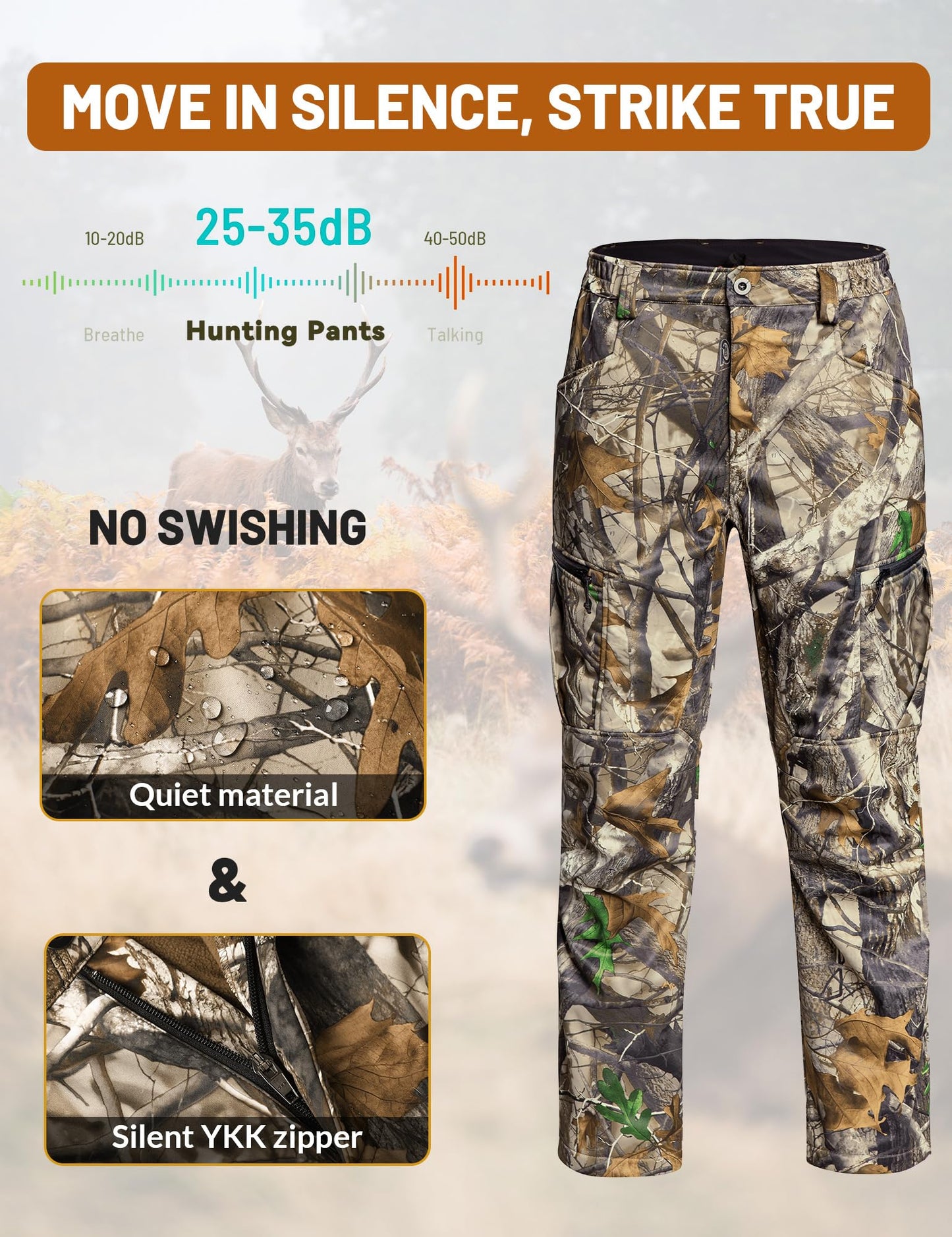ANTARCTICA GEAR Hunting Heated Pants for Men with 12V 15000mAh Battery, Water-Resistant for Skiing, Hiking, Camping &Climbing