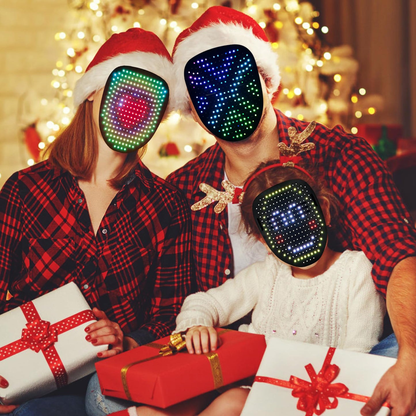CASEIER Led Mask, Led Face Mask - 2025 Upgraded Led Mask Halloween with Gesture Control Light Up Toy for Kids, Perfect Gifts for Christmas and New Year