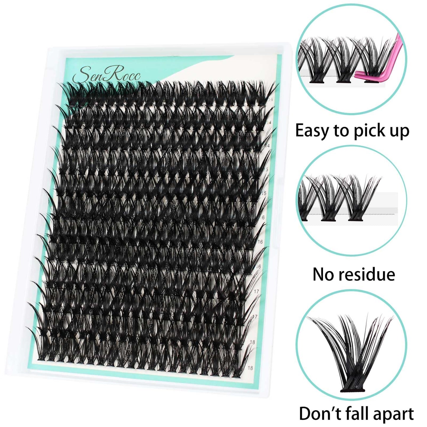 Lash Clusters Extensions 60D Individual Lashes 14-18mm Mixed Long Natural Look DIY Eyelash Extension Supplies D Curl Individual