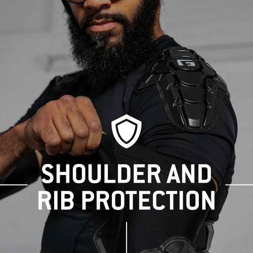 G-Form Men's Pro-X3 Short Sleeve Shirt - Protective Baselayer Shirt for Biking - Breathable Padded Compression Undershirt & Shoulder Protection - Breathable Bike Armor - Black, Adult Small
