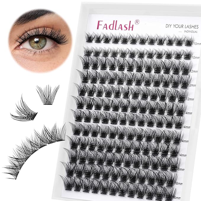 Lash Clusters 10-16mm 144pcs Mixed Tray Individual Lashes D Curl Individual Lashes Cluster Eyelash Extensions DIY Lash Extensions Eyelash Clusters Eyelash Extension Kit at Home (JN1-0.07D, 10-16mm)