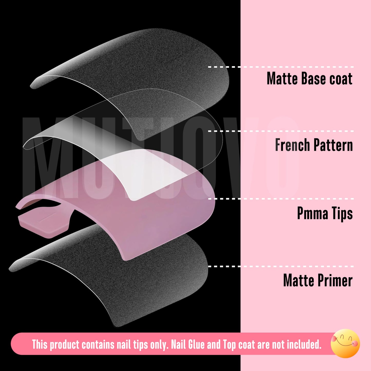 MUTIOVO 8 MIXED Summer Color French Tip Toe Nail Tips, Sharp Square Soft Gel False Toenail Extension,Full Cover Acrylic, no Glue