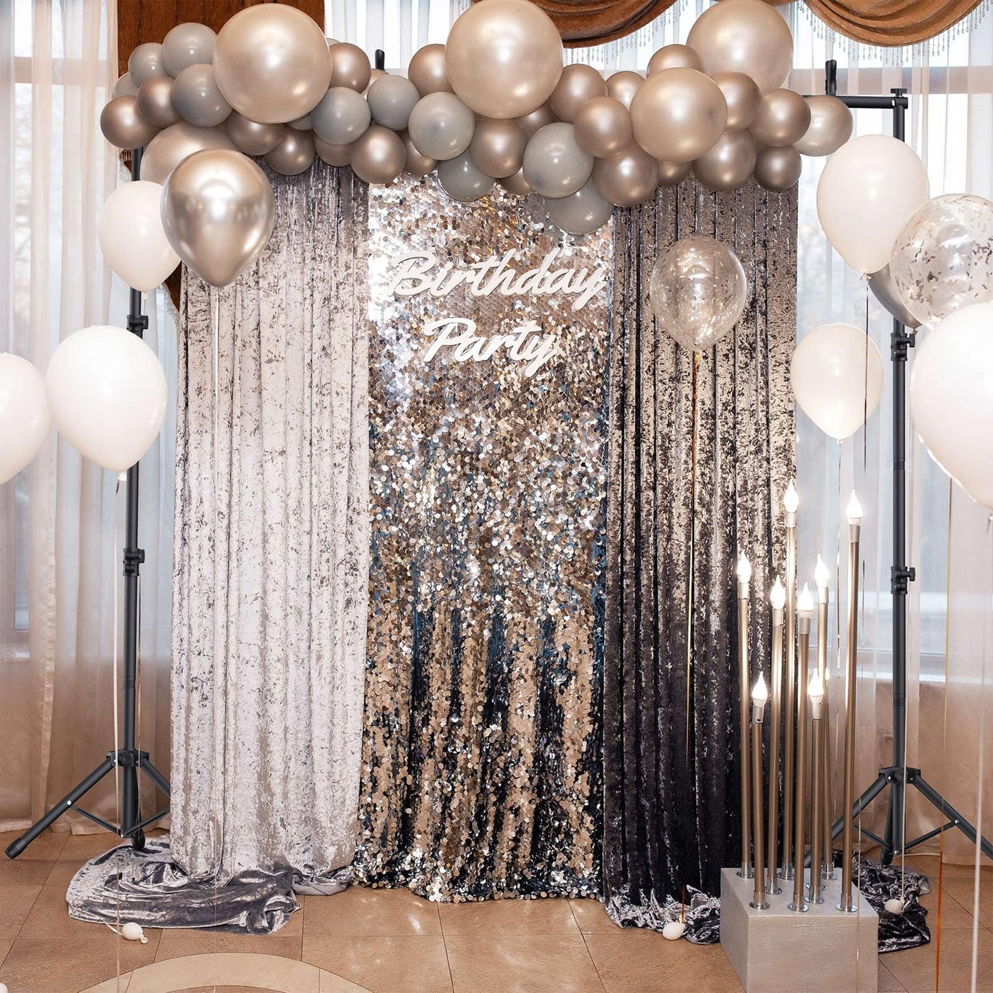 Forlogic 10x7.5Ft Backdrop Stand, Heavy Duty Adjustable Photo Back Drop Stand Kit for Parties, Photography, Banner Stand (Includes Six Background Stand Clamps)