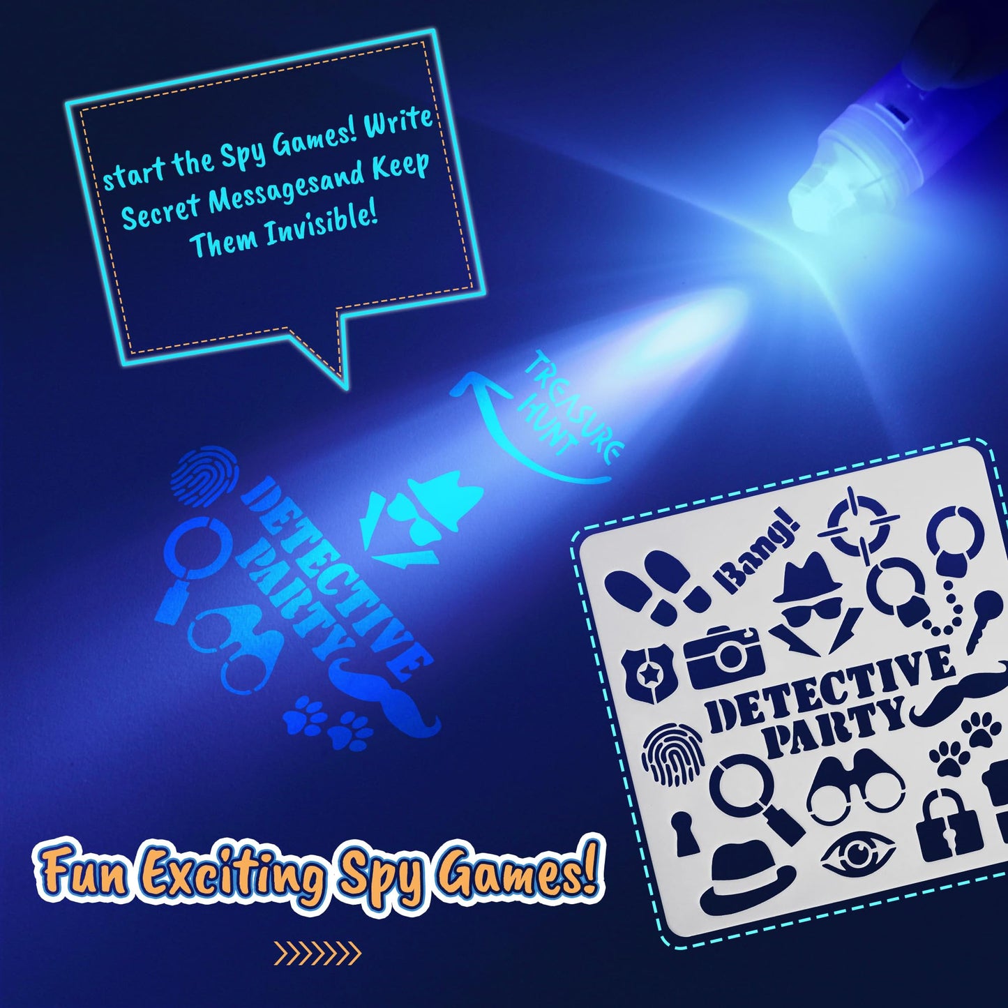 inkipen Invisible Ink Pen 24Pcs+ Notebooks, Spy Pens with UV Light, Magic Marker, Classroom Prize, Birthday Party Favors for Kids 8-12, Kids Stocking Stuffers