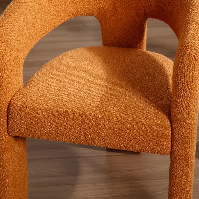 DAYALANE Boucle Dining Chairs Set of 2, Upholstered Sherpa Kitchen Chairs with Arms Comfy Barrel Side Chair for Living Room/Dining Room/Reception, Windsor Tan