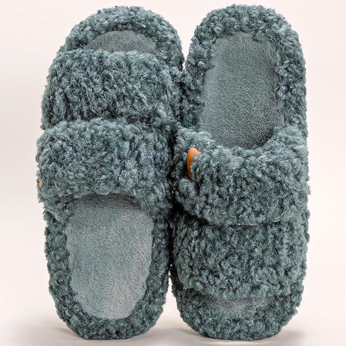 House Slippers for Women Fuzzy Open Toe Soft Comfy Bedroom Shoes for Indoor Outdoor