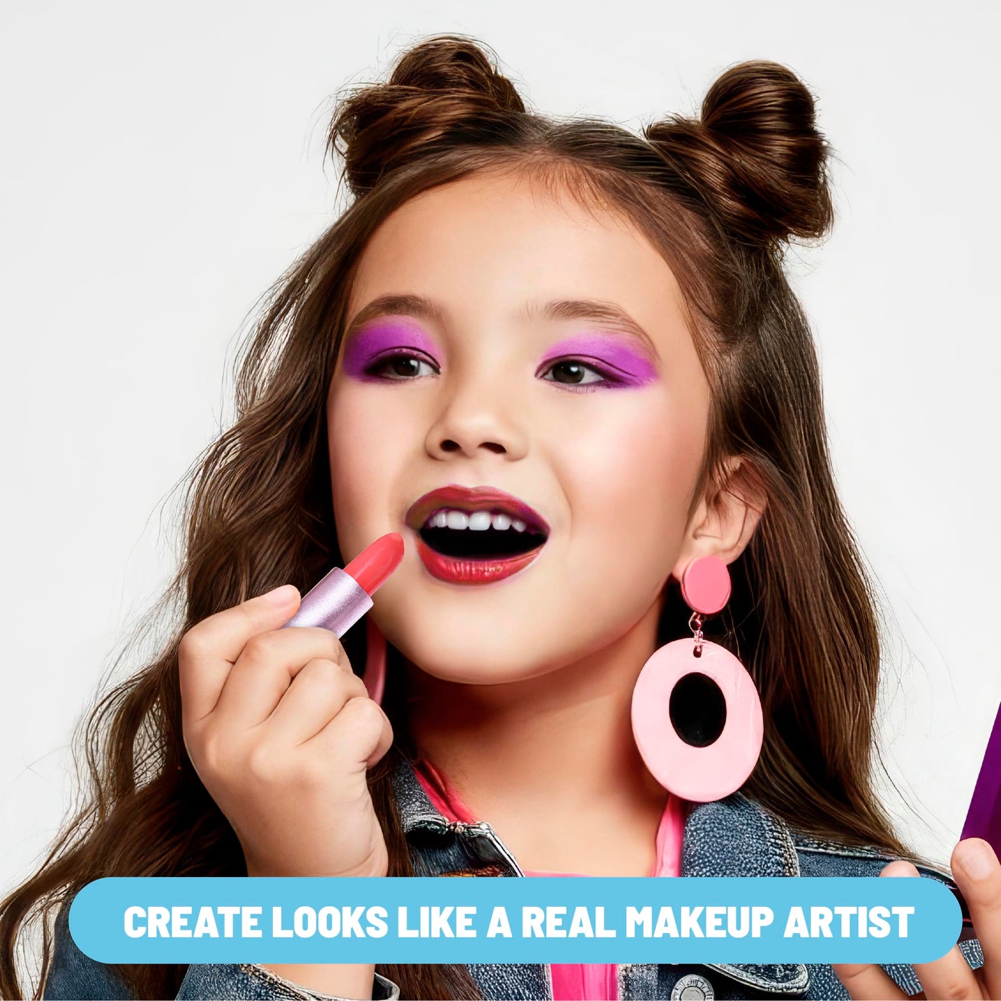 Claire's Ultimate Makeup Kit, 18-Piece Real Cosmetic Set, Makeup for Kids 8-12, Girl Toys & Beauty Activity Gift with Lip Gloss, Lipstick, Eyeshadow, Eyeliner, Blush, Highlighter & Carry Case