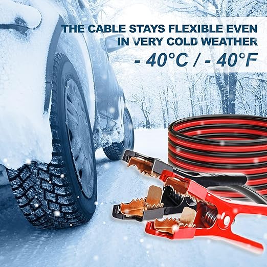Heavy Duty Jumper Cables,4 Gauge 25 Feet Booster Battery Cable,Automotive Wires with Alligator Clips,Carrying Bag,Safety Gloves and Iron Brush for Cars Truck