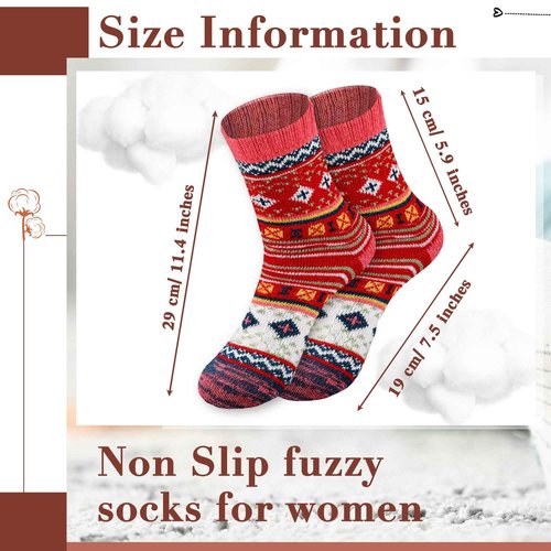 Taiyin 80 Pairs Bulk Wool Socks for Women Warm Winter Soft Thick Thermal Hiking Socks Fluffy Indoor Cozy Christmas Boho Gifts