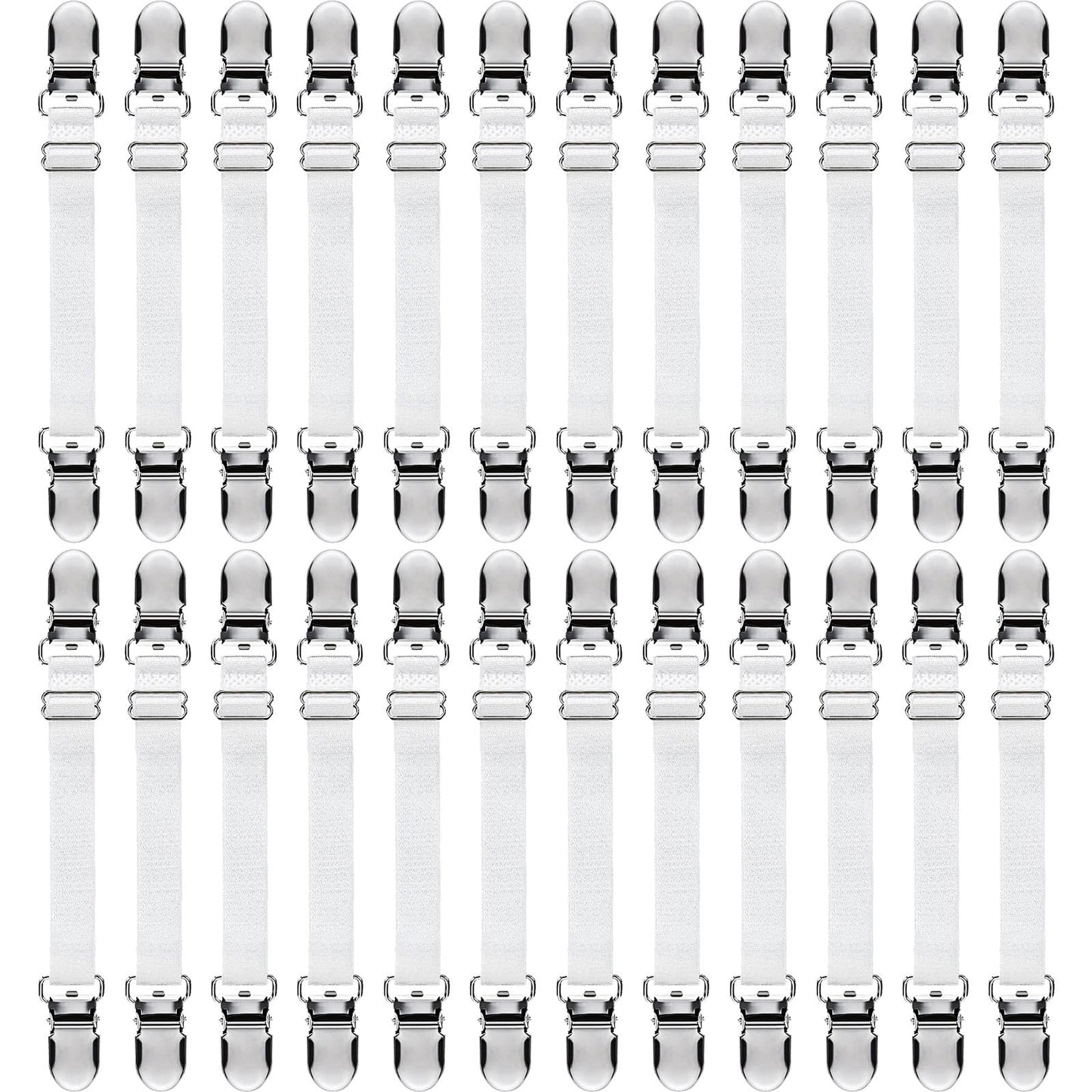 Boao 24 Pcs Bed Sheet Clips Straps Heavy Duty Adjustable Fasteners Elastic Fitted Bed Holder Mattress Corner Sheet Fasteners for Home Room Couch Supplies(White,8-12inch)