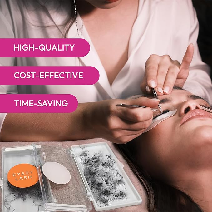 Eyesy Lash 500 Promade Fans - Volume Premade Lash Fans for Eyelash Extensions Pointy Base Handmade Loose Pre Made Eyelashes Middle Stem Soft and Lightweight (3D 0.10 D 15mm)