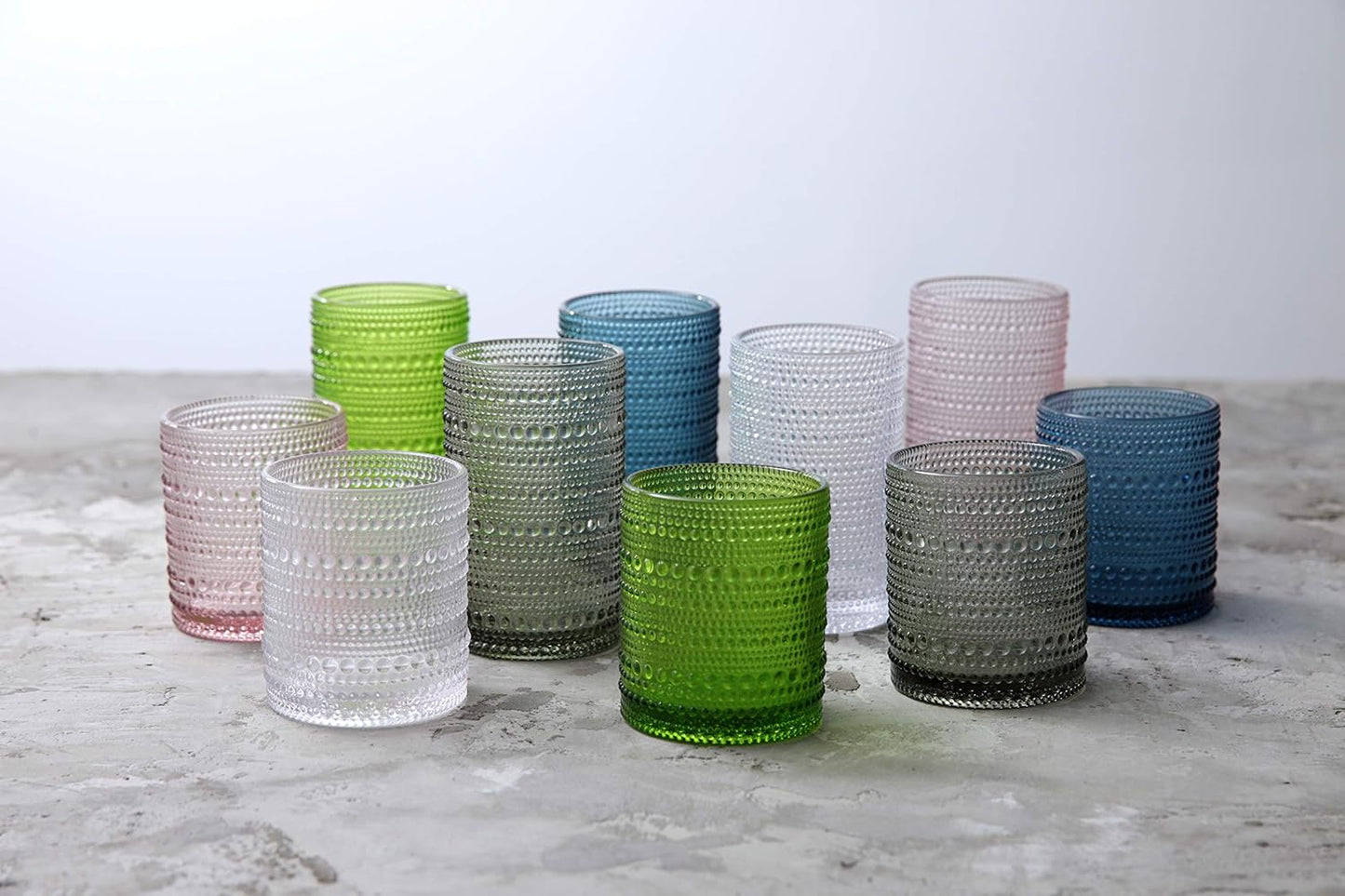 Fortessa Jupiter Beaded Hobnail Glass, 13 Ounce Iced Beverage (Set of 4), Smoke Gray