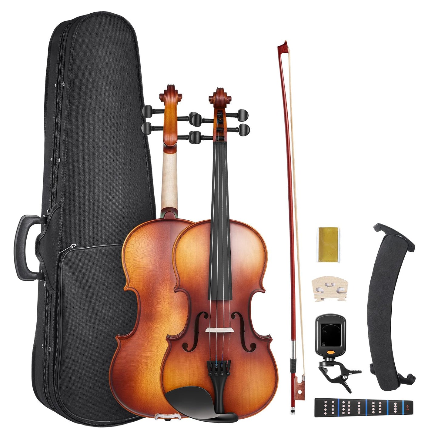Vevor Violin 4/4 Full Size For Adults, Violin Fiddle Set For Beginners Student With Hard Case, Rosin, Bow, Shoulder Rest,Bridge,