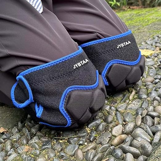 JYBTAA Garden Knee Pads, Men/Women Adjustable Kneepads for Cleaning Flooring, Soft Lightweight Work Knee Pad for Weeding Painting Housekeeping, Slip-on Knee Protector for Christmas, Blue Plus Size (1 Pair)
