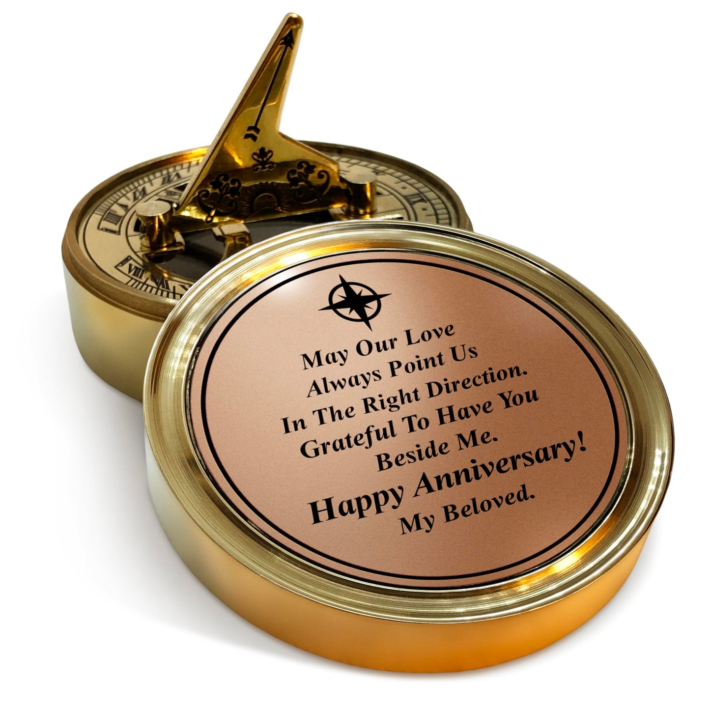 OakiWay Anniversary Sundial Compass Gift for Him or Her - Unique Gift Ideas for Husband or Wife, Men Wedding Anniversary 50th 40th 25th 20th Year Celebration, Gift Card Included