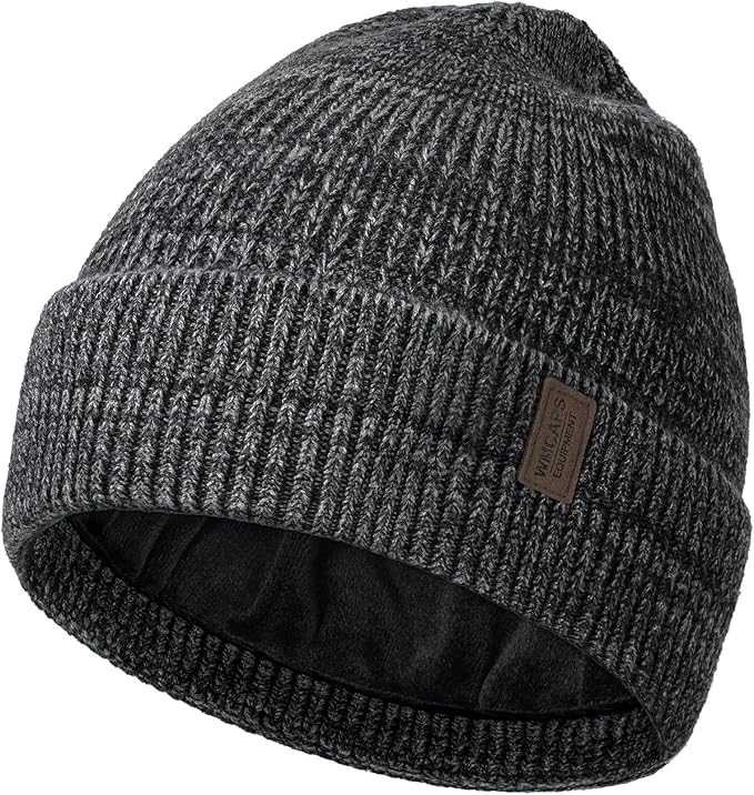 Wmcaps Winter Beanie for Men Women, Fleece Lined Beanie Soft Warm Knit Hat Ski Stocking Cuffed Cap