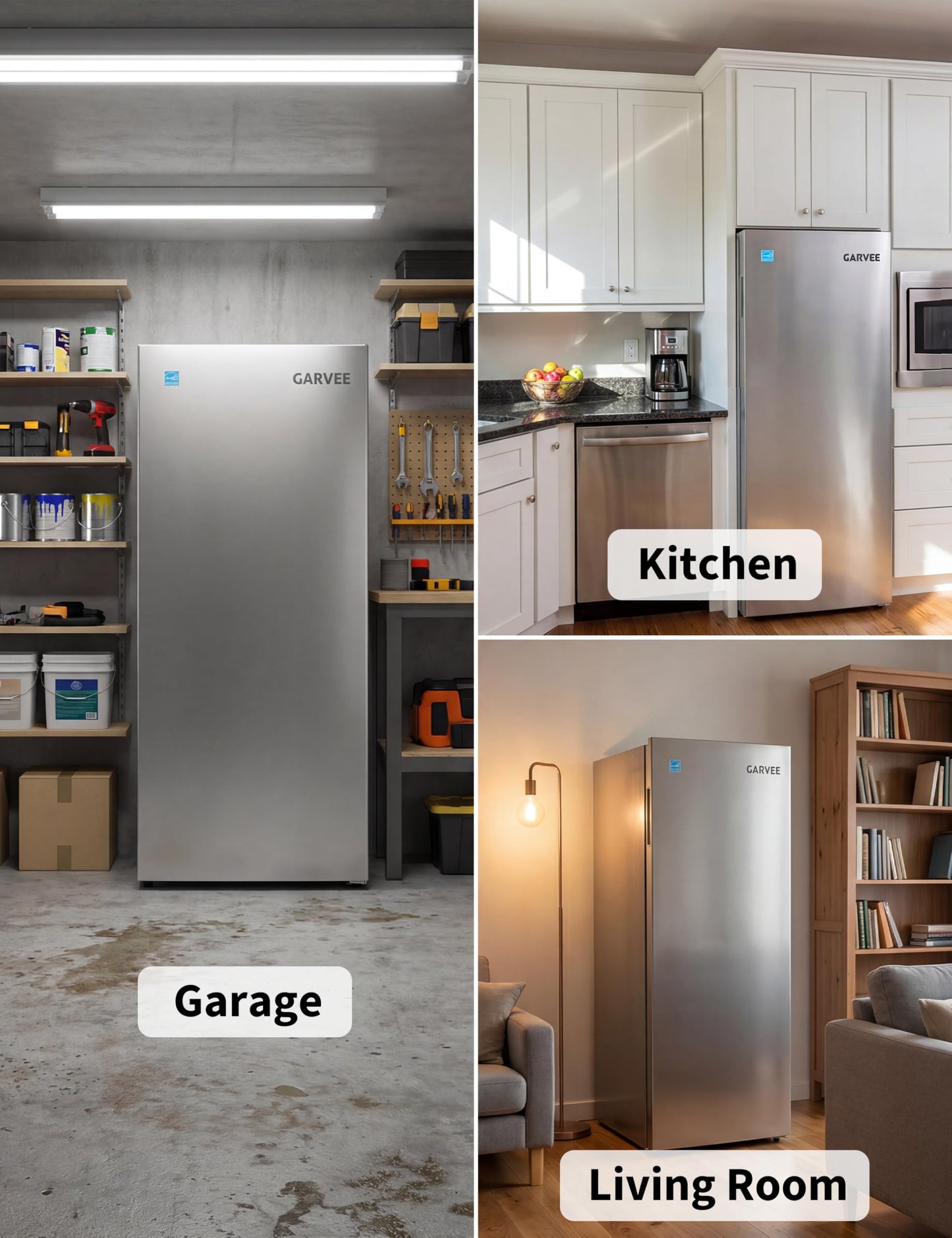 Garvee 11 Cu. Ft. Upright Convertible Fridge/Freeze, Energy Saving, Frost Free, Digital Touch Control Panelr, Removable Glass Shelves