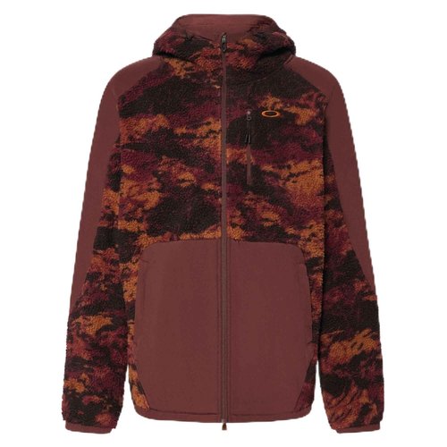 Oakley Mens Caribou Full Zip Sherpa Sweatshirt, Tiger Camo Red, X-Large