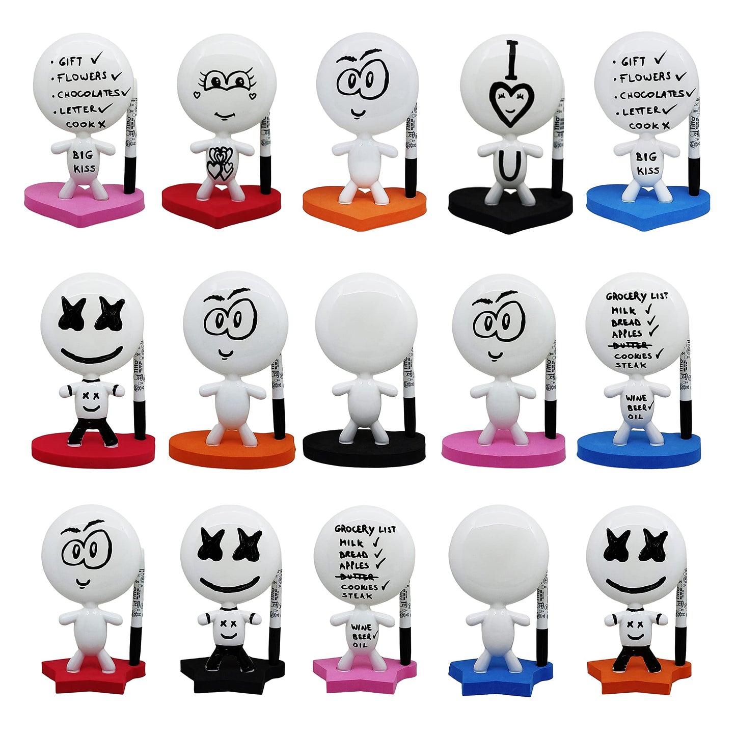 Estudio MW TITTO in Love, Draw Your Ideas - Back to School Gadgets Desk Gifts - Small Desktop Whiteboard Dry Erase - Ceramic Doll - Orange Office - Create Funny Faces (Orange)