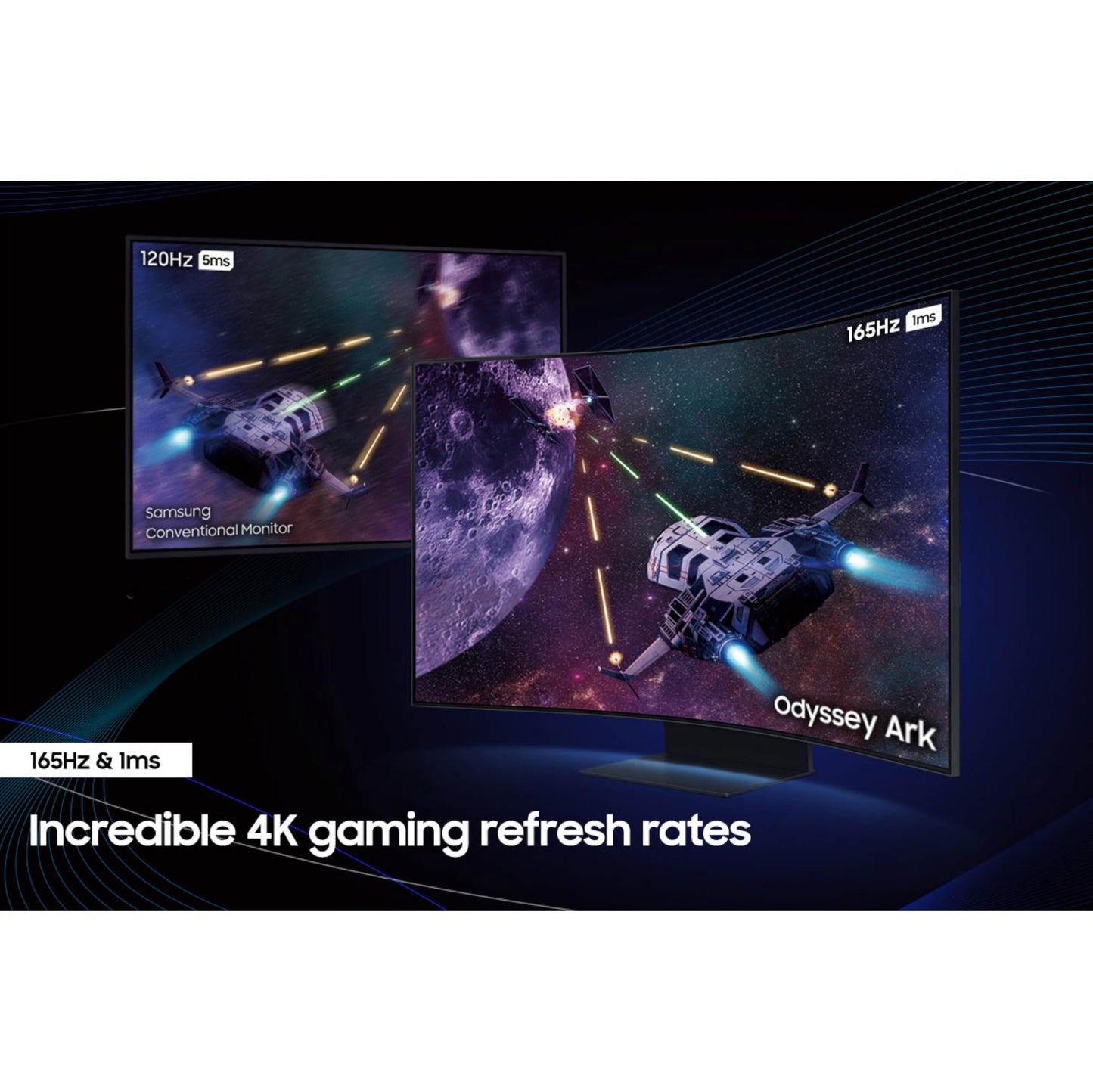 Samsung 55" Odyssey Ark 2nd Gen 4K UHD 1000R Curved Gaming Monitor, 165Hz, 1ms, 4 Input Multi View, Quantum Mini-LED, AMD FreeSync Premium Pro, HDR 10+, Height Adjustable Screen, LS55CG970NNXGO