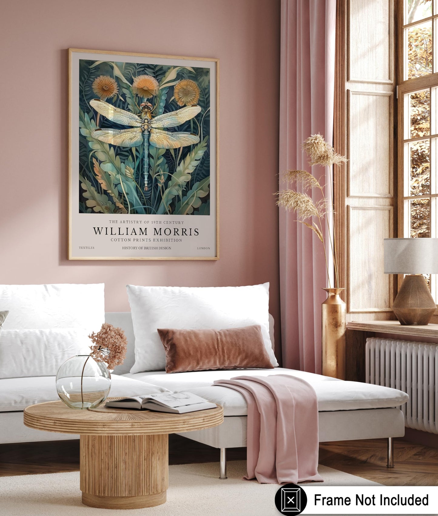 Monem Art Dragonfly Print - William Morris Poster - Botanical Art - Floral Exhibition Wall Design - Flower & Animal Art - Aesthetic Office or Bedroom Wall Decor - 8x10 UNFRAMED Wall Art