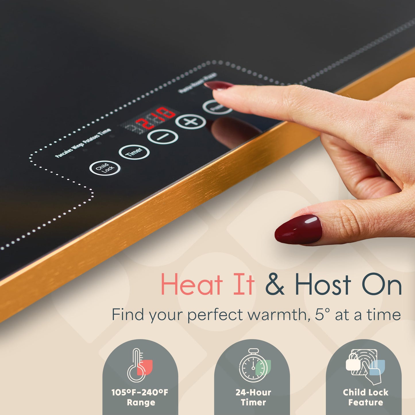 Culvani ThermaPlate XL Warming Tray | 39"x14" Glass Electric Food Warmer for Parties, Buffets & Dinners | 1" Thin Countertop Hot Plate, | Adjustable Presets, Sleek Touch Controls, Safe Design