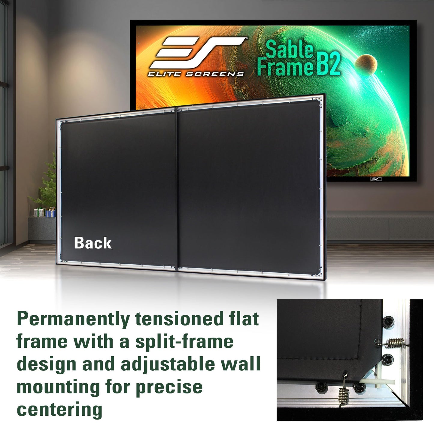 Elite Screens 150 inch Projector Screen Fixed Frame 16:9, 4K/8K UHD CineWhite UHD-B, ISF Certified, UST/Short/Standard Compatible, SB150WH2