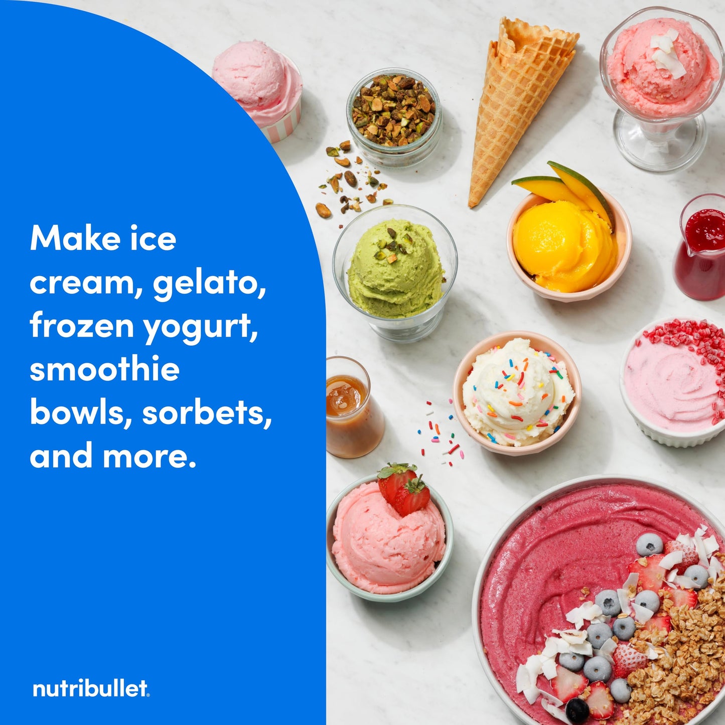 nutribullet Chill Ice Cream Maker, for Gelato, Sorbet, Frozen Yogurt, Smoothie Bowls, Compact Size, (2) Dishwasher Safe 16 oz. Pint Cups with Lids, Cotton Candy Pink, NBD50100CCP