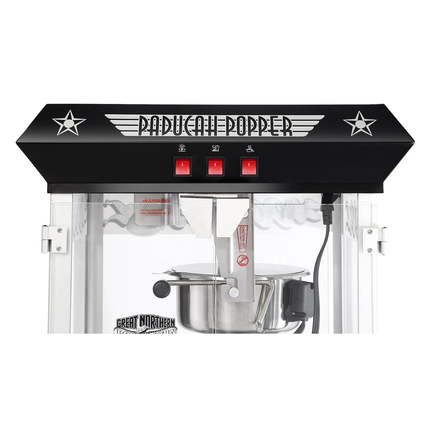 Paducah Popcorn Machine - 3-Gallon Antique Popper with Cart, 8oz Kettle, Old Maids Drawer, Warming Tray, and Scoop by Great Northern Popcorn (Black)