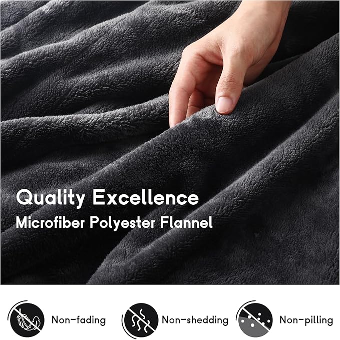 Heated Blanket Electric Throw Size 50''x60'' with 9 Heating Levels, 3 Hour Auto Shut Off, Machine Washable, Flannel & Sherpa Double-Sided Soft Warming Blanket for Couch, Bed, Office - Dark Grey