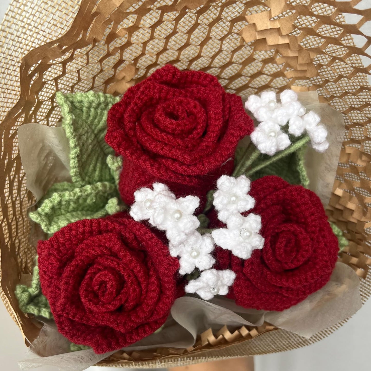 Crochet Flower Bouquet, Handmade Crochet Flower for Home Decor, Completed Knitted Artificial Flowers, Customizable, Great gift for Mother's Day, Valentine's Day, Anniversary, and Celebrations (peony)