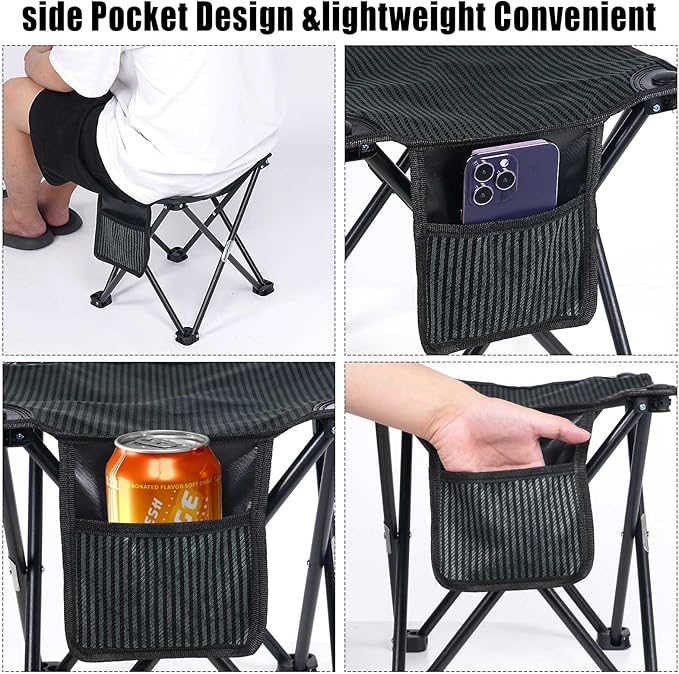 Tevaibo Camping Stool Portable, 13.7 Inch Folding Stool for Outdoor Gardening, Fishing, BBQ, Hiking with Carry Bag(400 LBS Capacity)