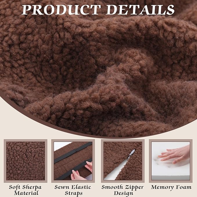 Queekay Health Large Half Moon Bolster Pillow for Legs, Knees, Lower Back and Head, Lumbar Support Pillow for Bed Sleeping Semi Roll for Ankle and Foot Comfort Washable Cover(Brown)