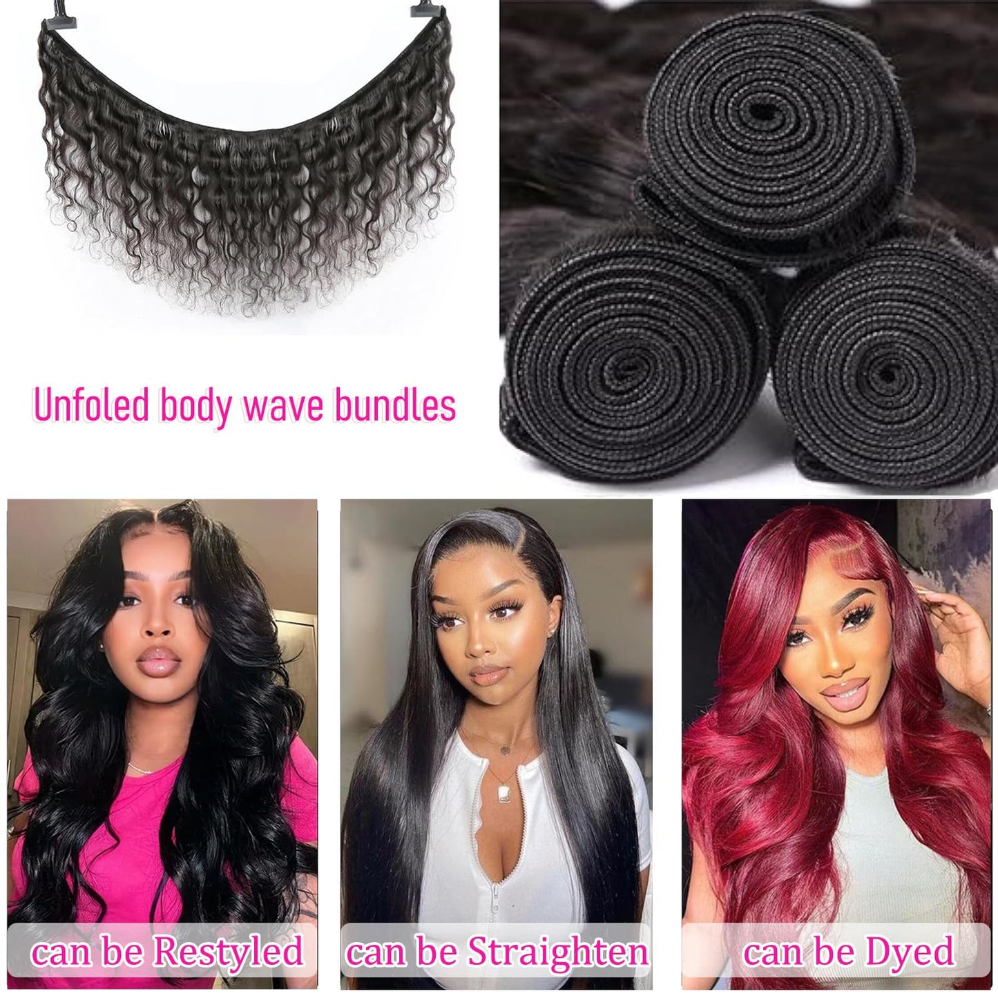 CHEEON Body Wave Bundles Human Hair 14 16 18Inch Human Hair Bundles 12A Grade Unprocessed Brazilian Virgin Hair Extensions 3 Bun