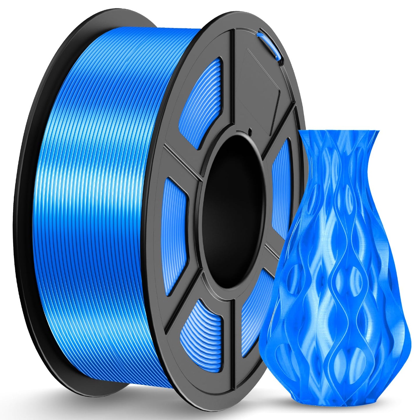 JAYO Silk PLA Filament 1.75mm Blue 1.1kg, Metal-Like Shiny PLA, Smooth Silky Finish, Easy to Print, Accuracy +/- 0.02mm, Fits fo