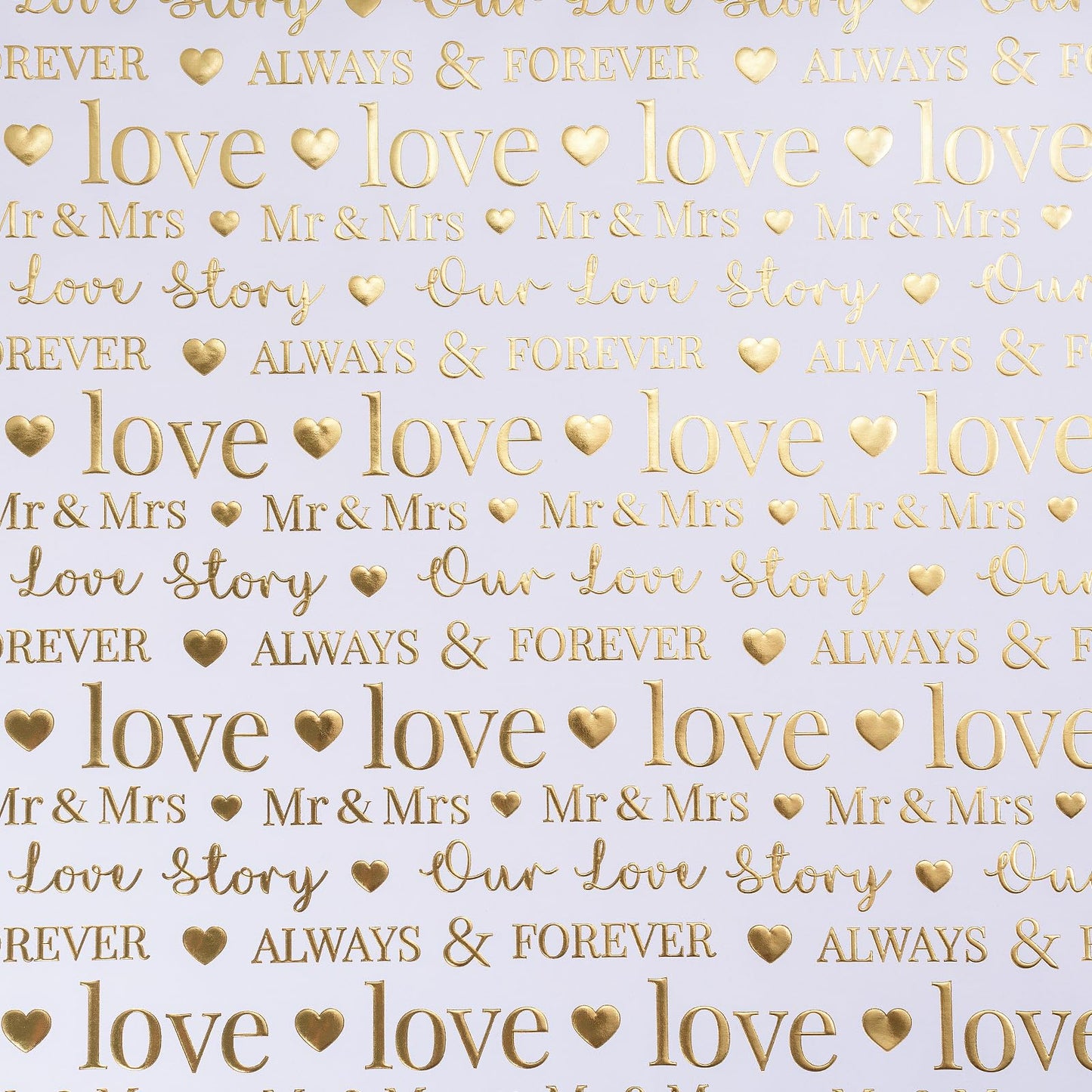 RUSPEPA Wedding Wrapping Paper Large Roll, Jumbo Roll, White and Gold Foil Love & Mr & Mrs Design, Romantic Gift Wrap for Wedding, Bridal Shower, Anniversary, Engagement, 30 Inches x 16.4 Feet