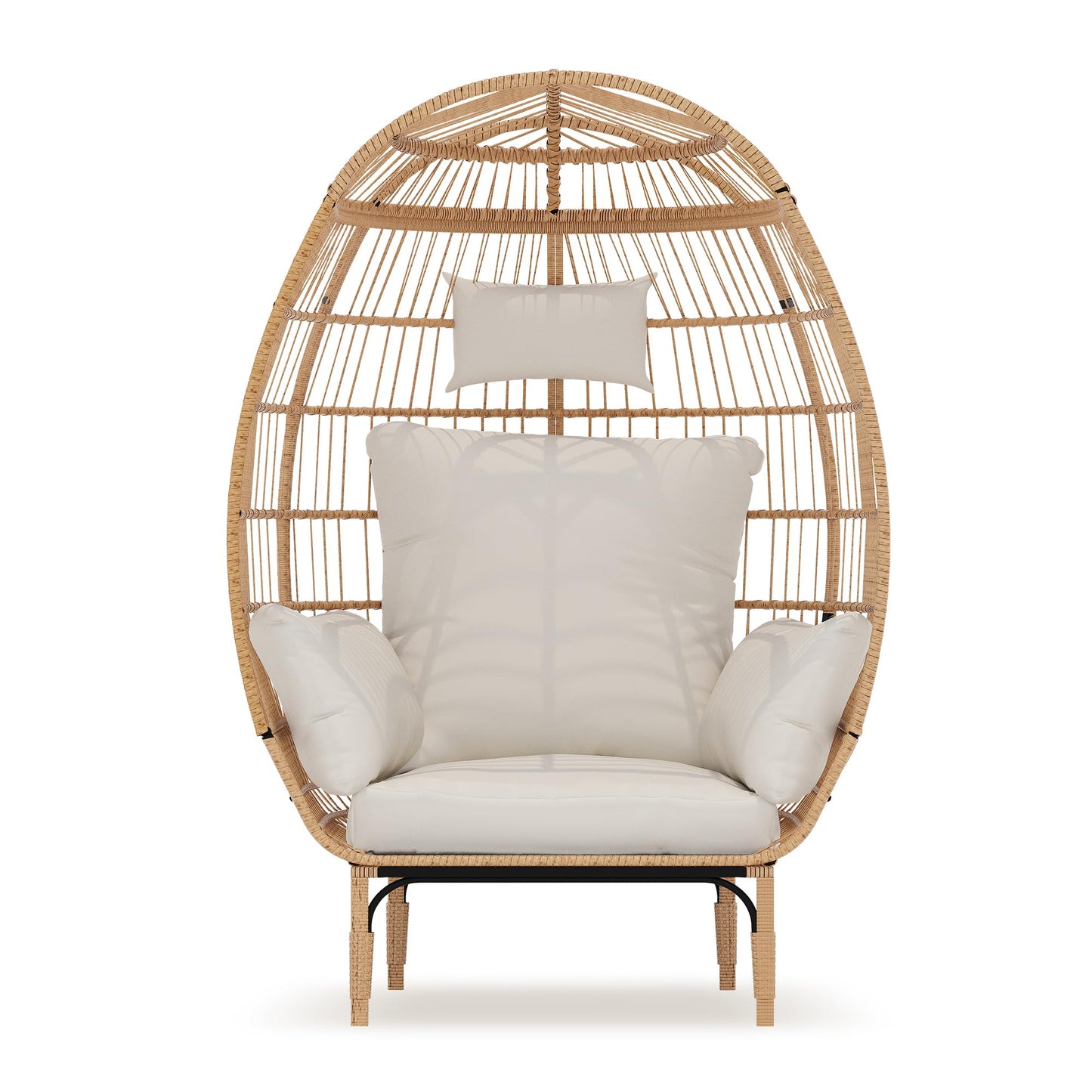 Reljofum 500 Lbs Capacity Oversized Wicker Egg Chair, All-Weather Rattan Egg Lounge Chairs for Patio, Backyard, Living Room, Outdoor Oversized Egg Chair Indoor w/5 Cushions