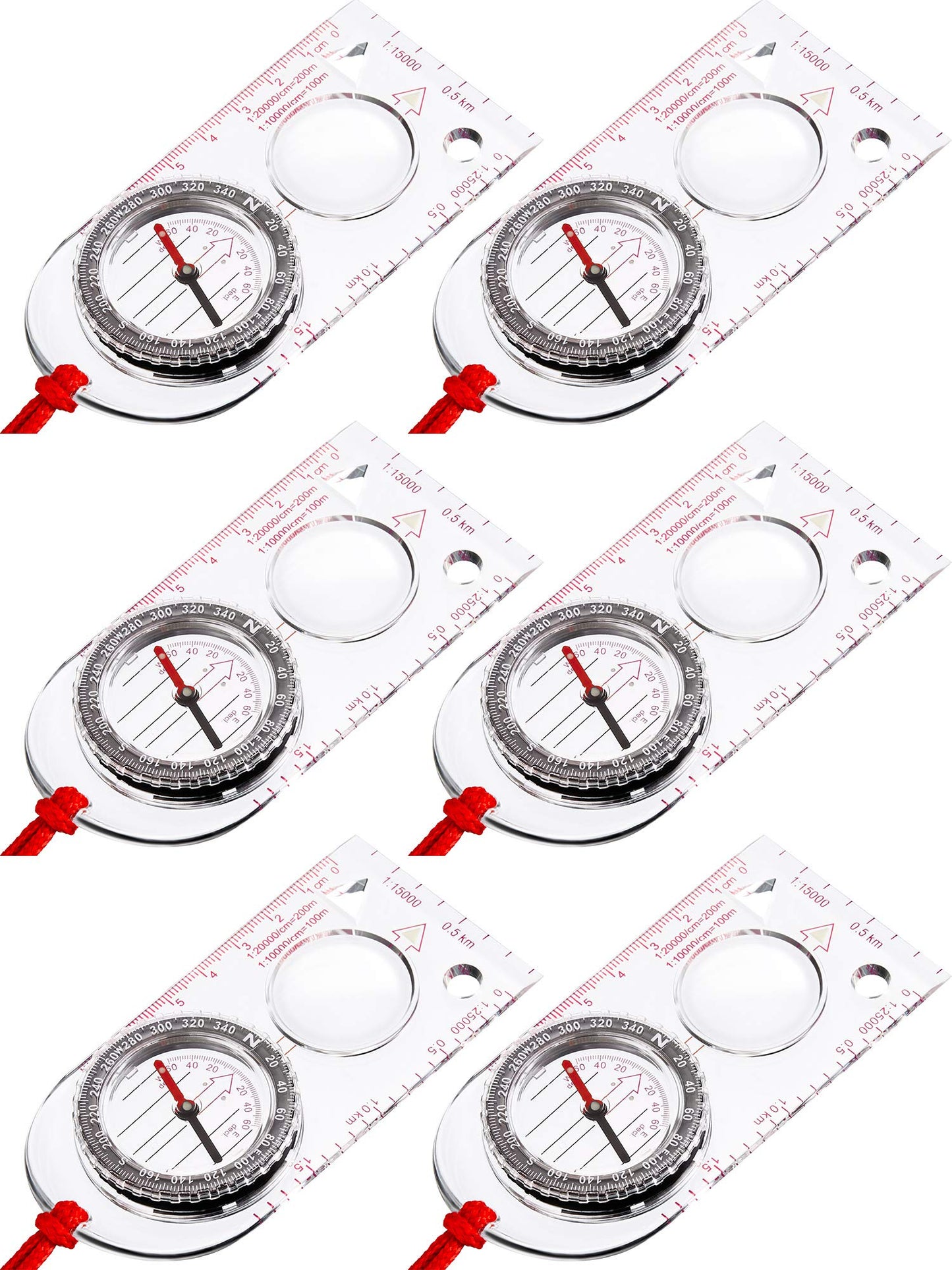 6 Pieces Orienteering Compass Hiking Navigation Backpacking Compass Map Reading For Scout Outdoor Camping Survival Gifts(Style 2
