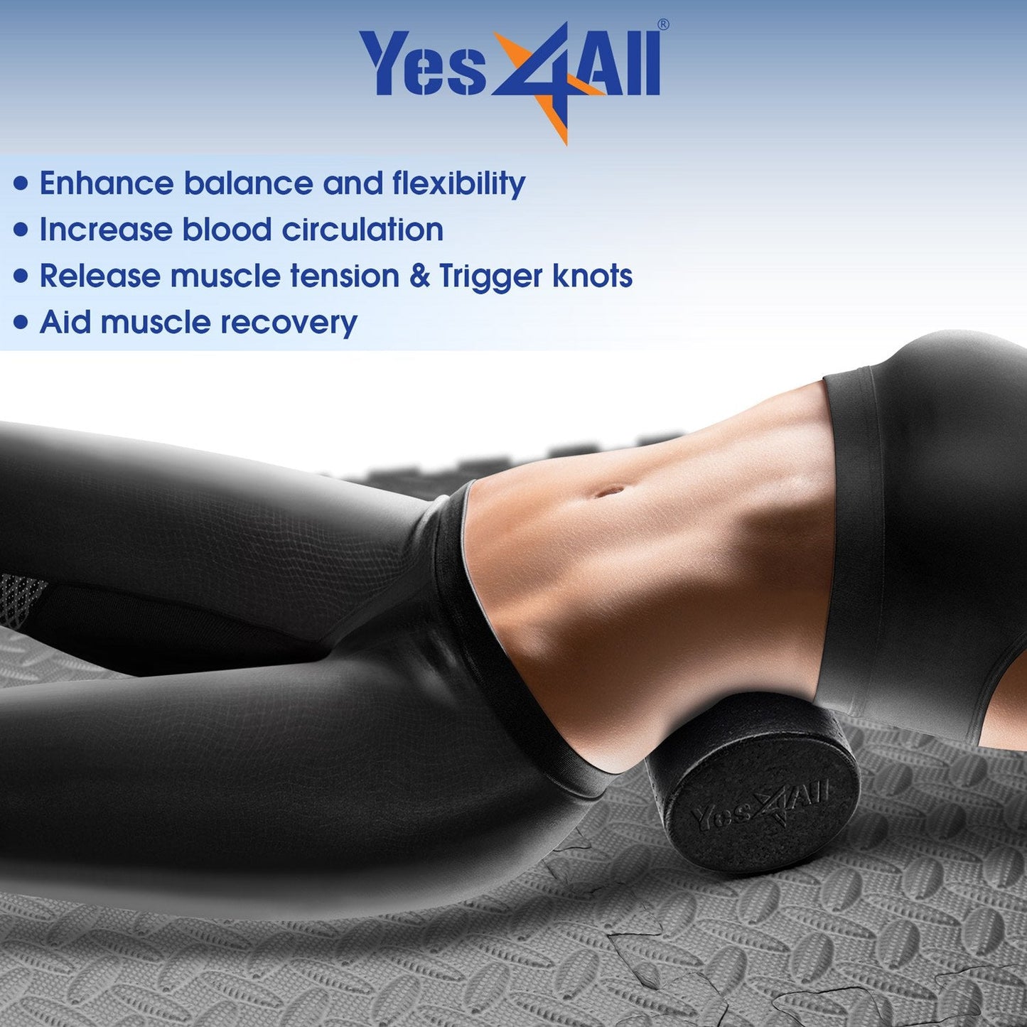 Yes4All EPP Exercise Foam Roller – Extra Firm High Density Foam Roller – Best for Flexibility and Rehab Exercises (12 inch, Black)
