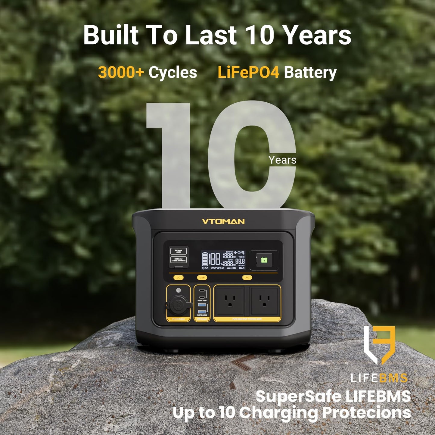 Vtoman Flashspeed 600 Portable Power Station With 200W Solar Panel - 499Wh/600W(1200W Peak) Solar Generator With Lifepo4 Battery