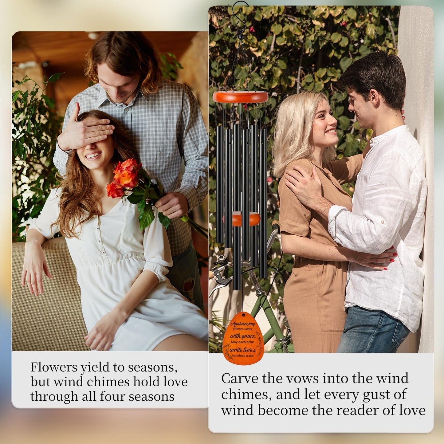 Happy Anniversary Decorations for Couples, Parents, Husband, Wife, Wedding Anniversary Keepsake Wind Chimes