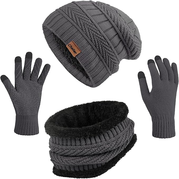 Winter Hats for Women Beanie Hat Warm Thick Knit Skull Cap Hat and Scarf Gloves Sets