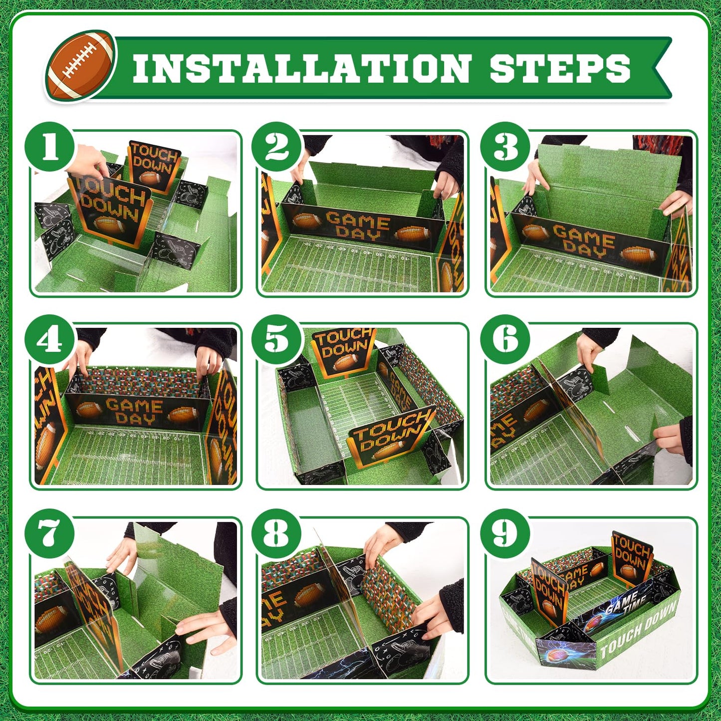 Football Party Supplies Food Tray – 25 x 20 Inch Large Snack Stadium, Serving Tray for Super Bowl Party - Football Party Decorations with Food Display for Game Day