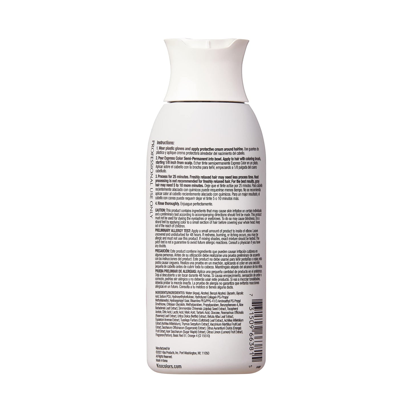 Kiss Express Semi-Permanent Hair Color - Vivid, Highly Pigmented Dye for Vibrant Hair, Gentle Formula, Gray Coverage, pH Balance