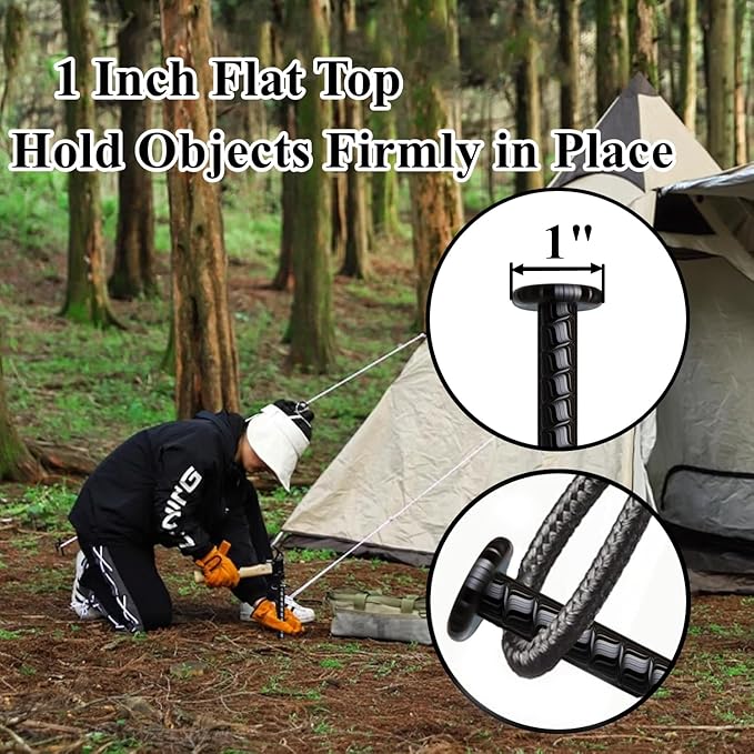 MSWY 16 Inch Rebar Stakes 10 Pack Heavy Duty Ground Anchors 1/2 Inch Diameter Galvanized Steel Asphalt Anchoring Metal Spikes for Speed Bump, Parking Curb and Camping Tent
