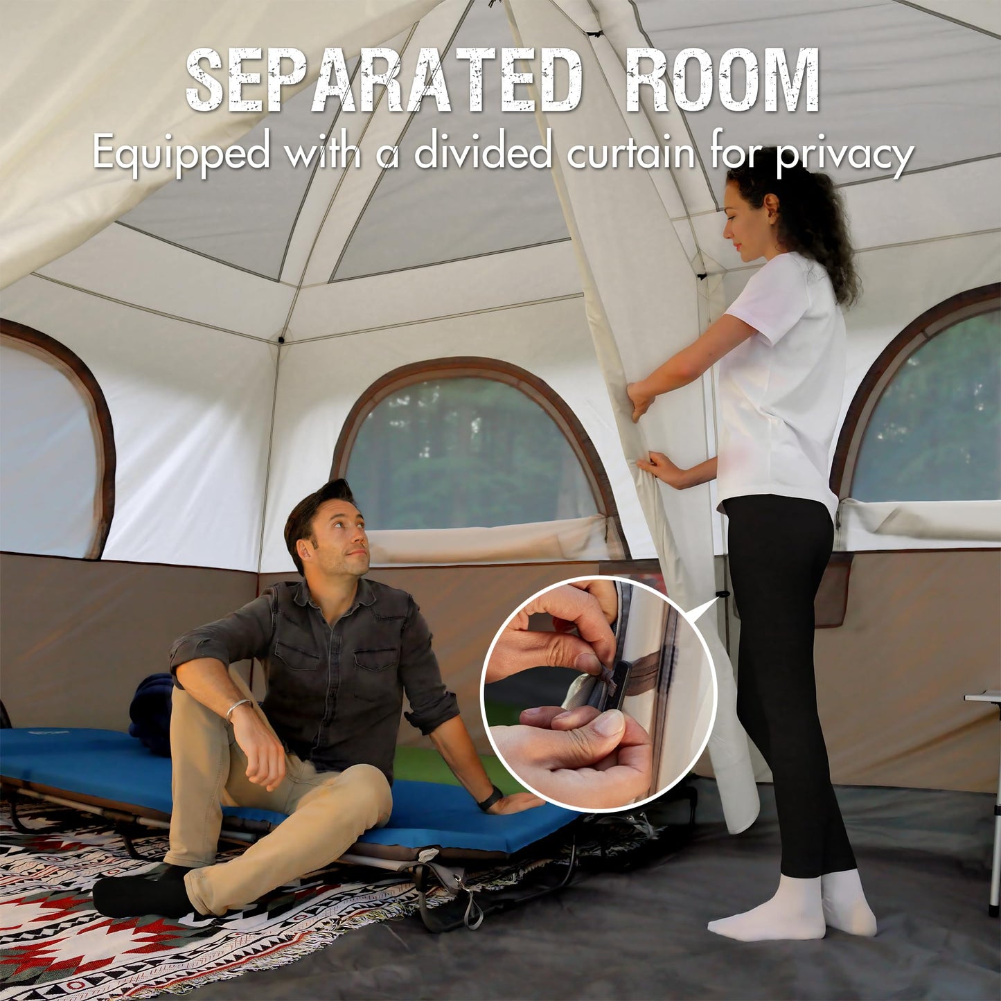 PORTAL Camping Tent, 10 Person Instant Cabin Tent with Rainfly, Large Mesh Windows & Upgraded Ventilation, Portable Big Tents with Carry Bag for Family Outdoor, Backpacking, Hiking, Brown