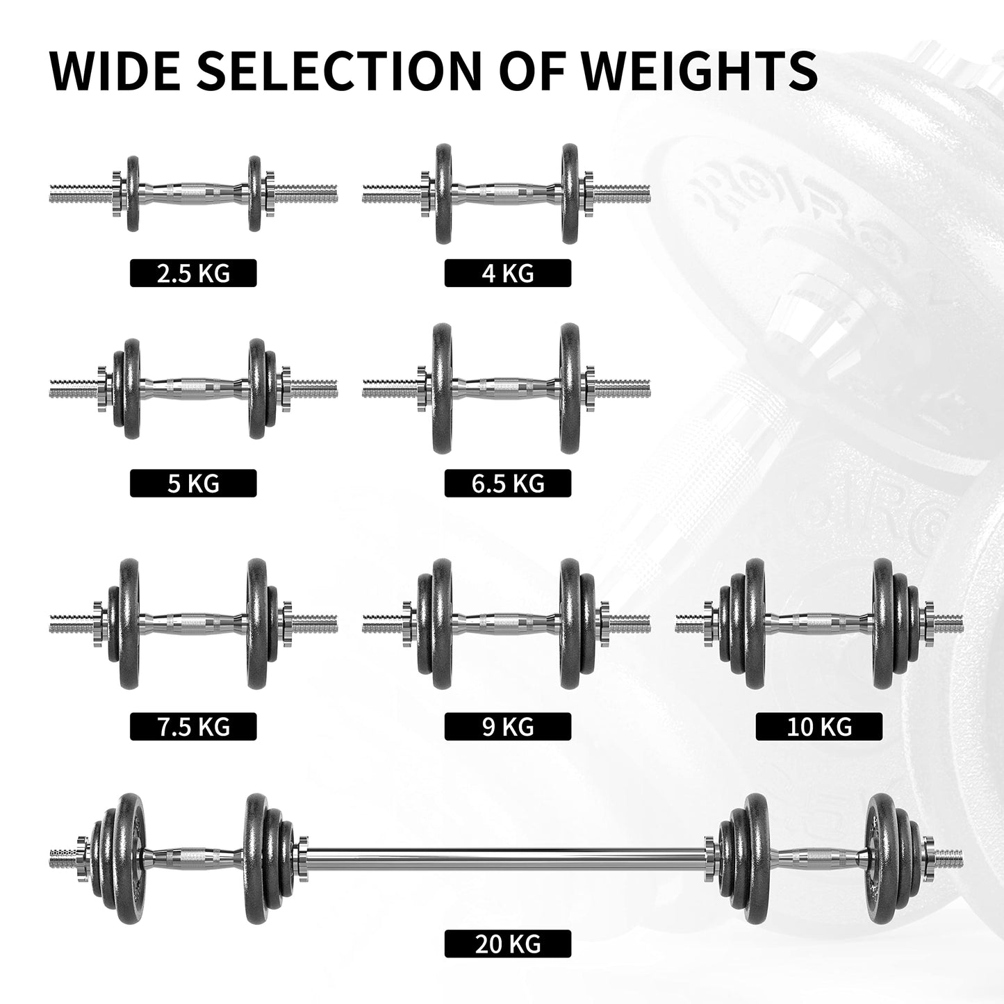 PROIRON 44Lbs Cast Iron Adjustable Dumbbell Set Hand Weight with Solid Dumbbell Handles Changed into Barbell Handily Great for Bodybuilding Fitness Weight Lifting Training Home Gym